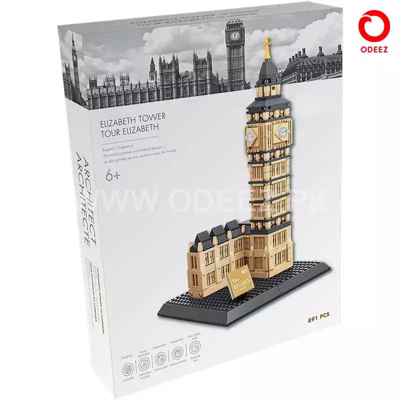 The Elizabeth Tower Construction Building Blocks Model - 910 Pieces