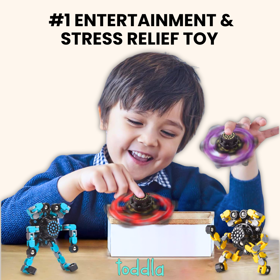Fidtoy Transformable Fidget Spinners 4 Pack for Kids Sensory Play