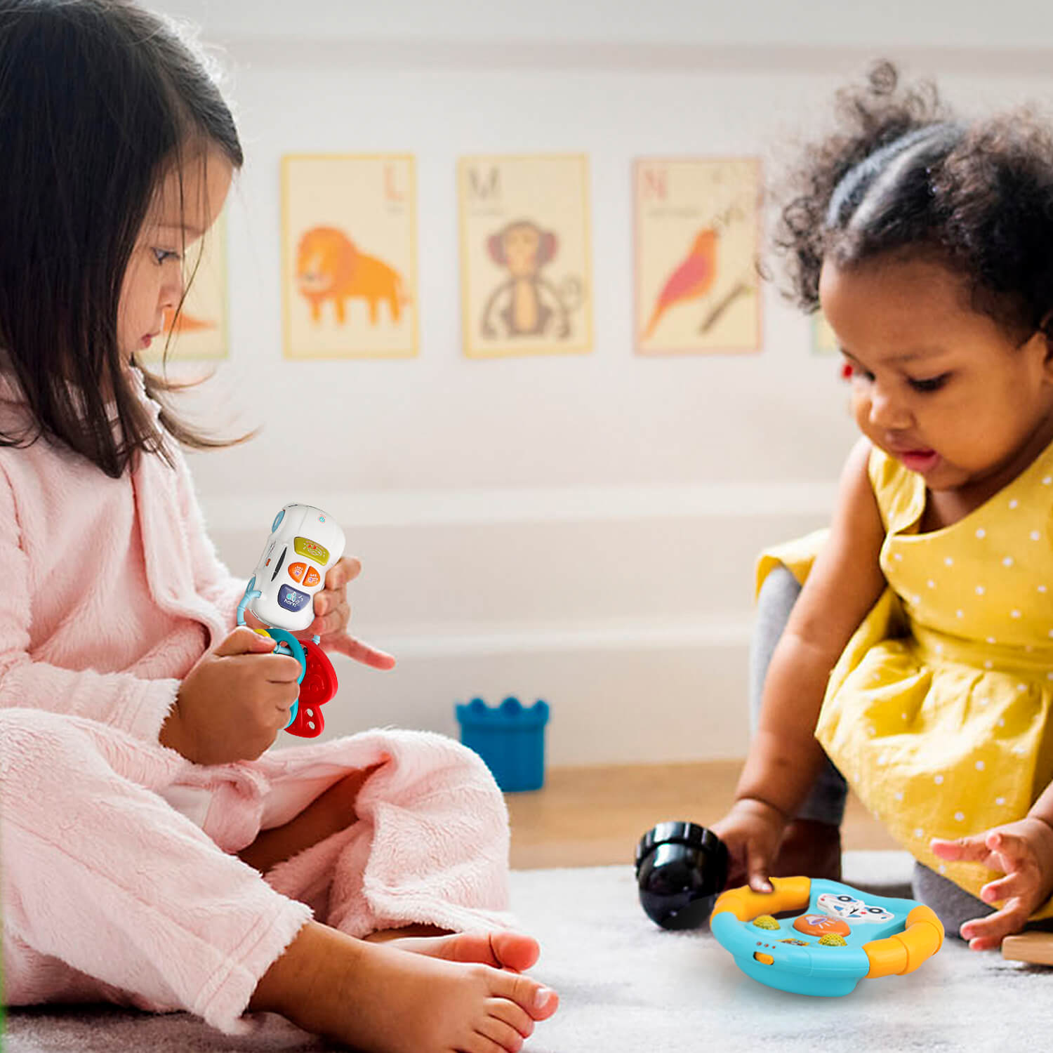 Toddler Driving Steering Wheel Toy and Car Keys with Music