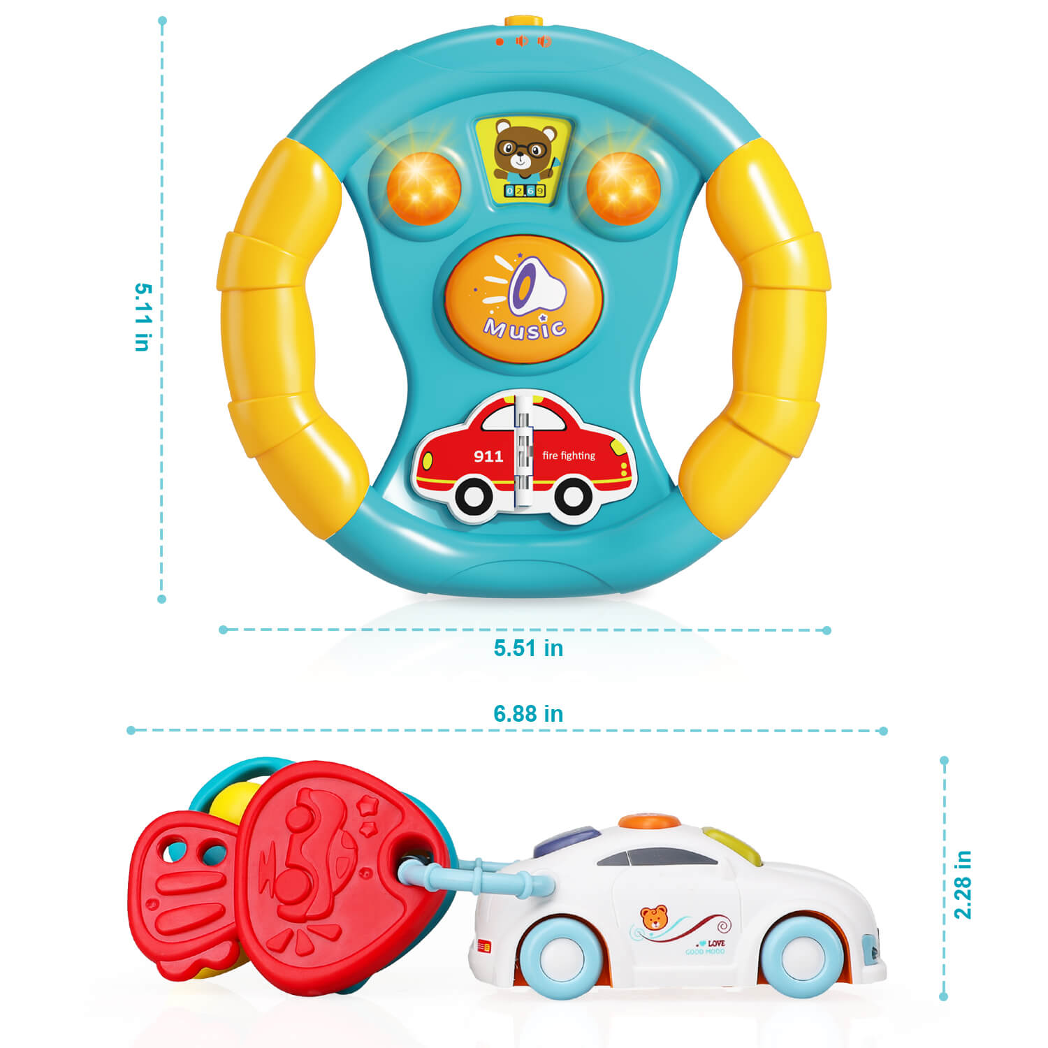 Fidtoy Steering Wheel with Lights & Sounds for Toddlers 18M+