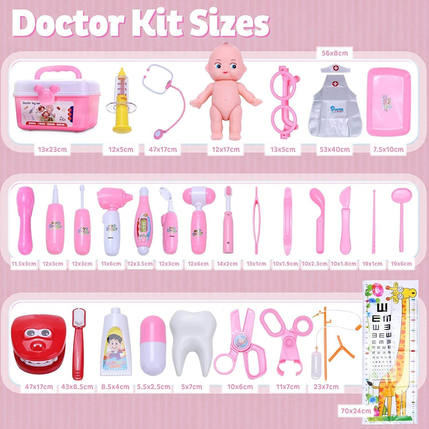 Toy Doctor Kit - 31 pcs Pink