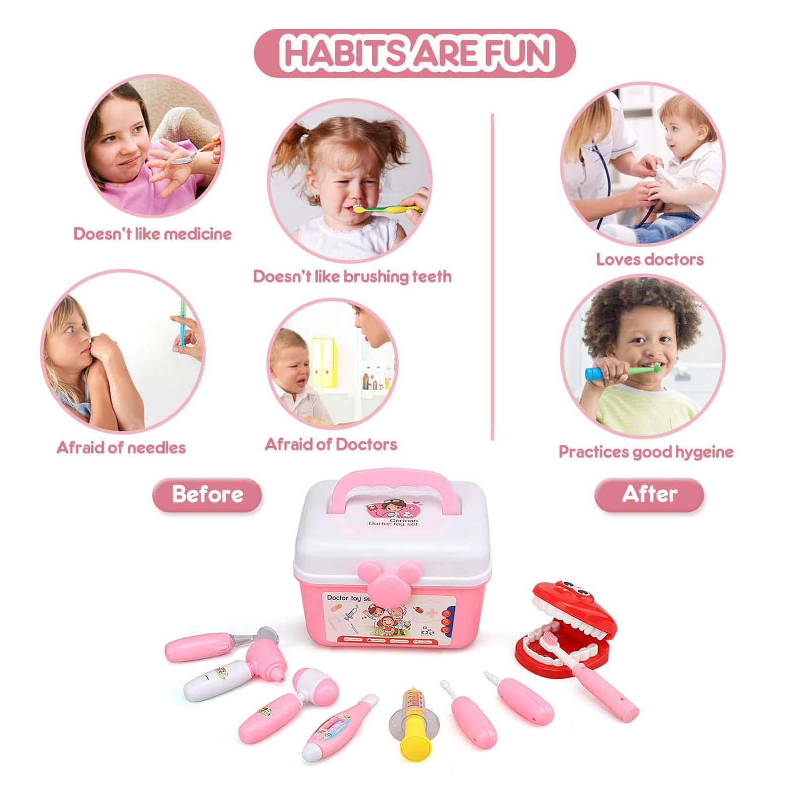 Toy Doctor Kit - 31 pcs Pink