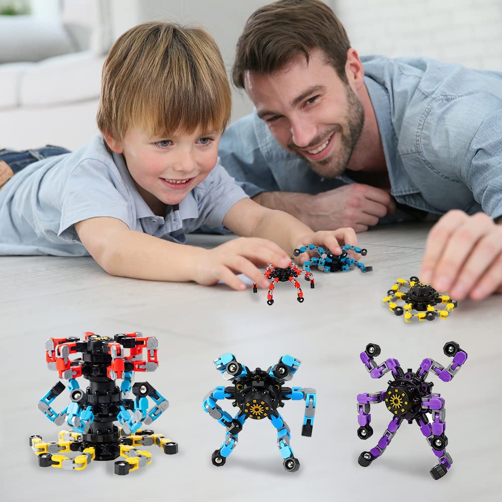 Fidtoy Transformable Fidget Spinners 4 Pack for Kids Sensory Play