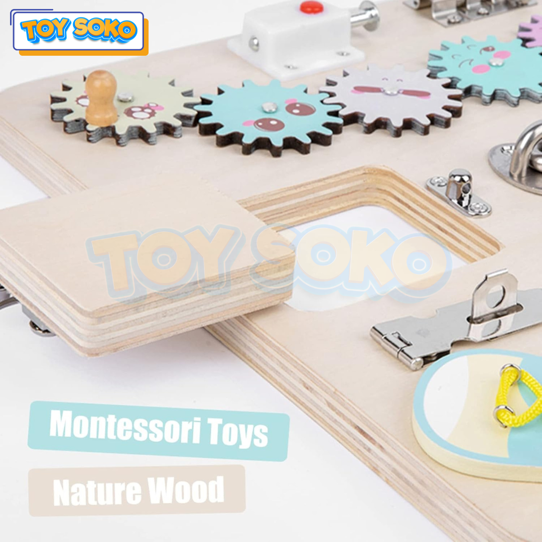 Montessori Wooden Activity Board - Learning Toys for 3 year olds