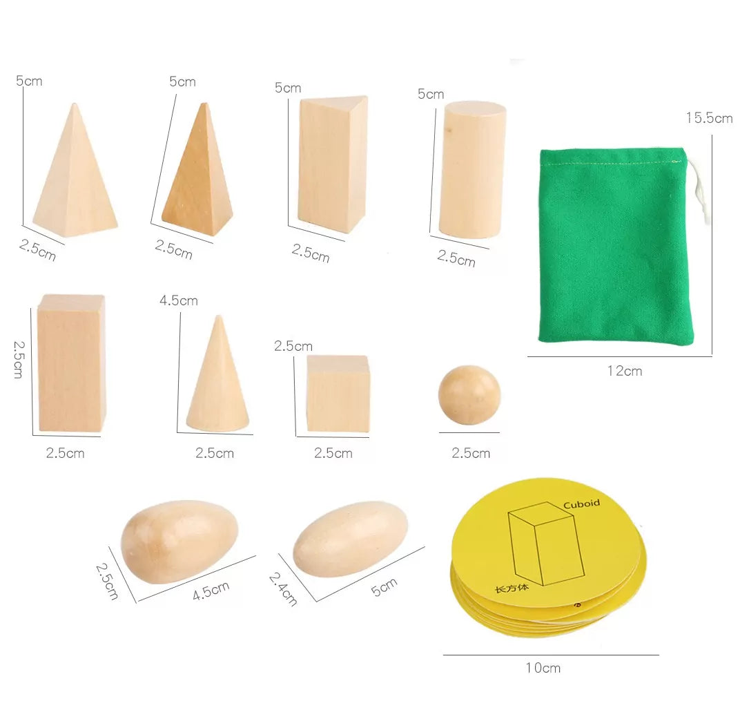 Vingt formes géométriques solides avec 10 cartes