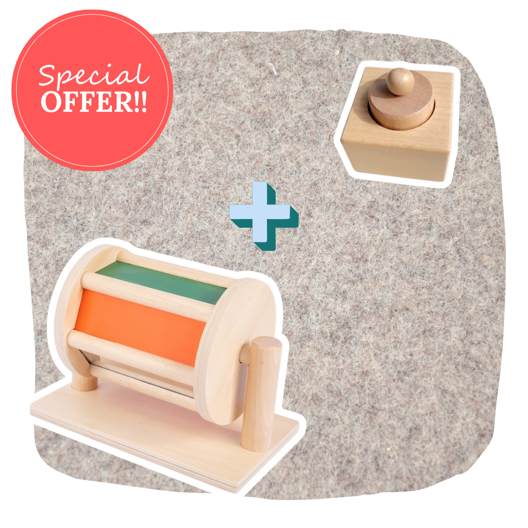 Montessori Spinning Drum and Pincer Grasp Single Knobbed Cylinder