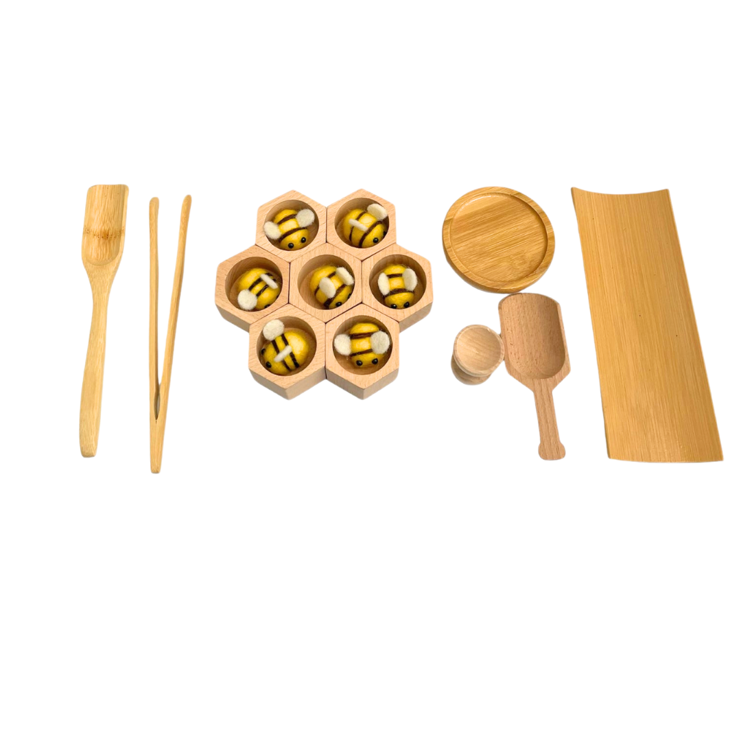 22 Piece Natural Sensory Beehive Sensory Bin Tool Kit NO TRAY