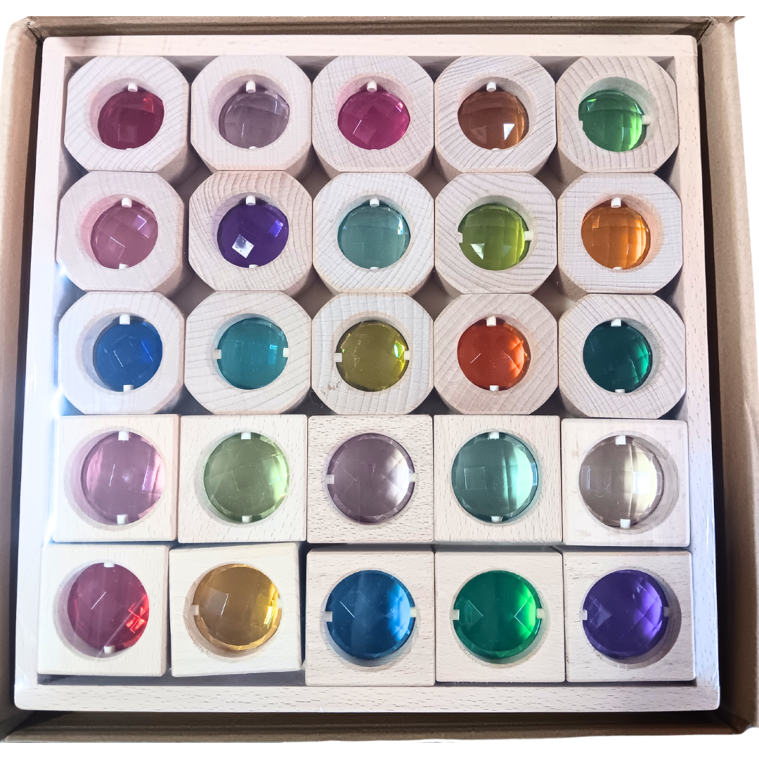 Large Sparkling Gem blocks with Tray Large Acrylic See Through 25 Gem Stones MIX