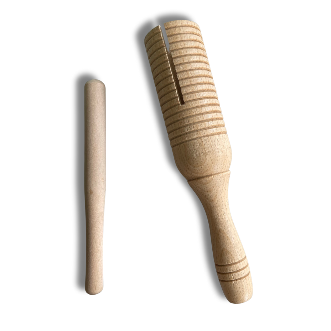 Wooden Guiro Crow Sounder Percussion Kids Musical Instrument Sound Sensory Toy