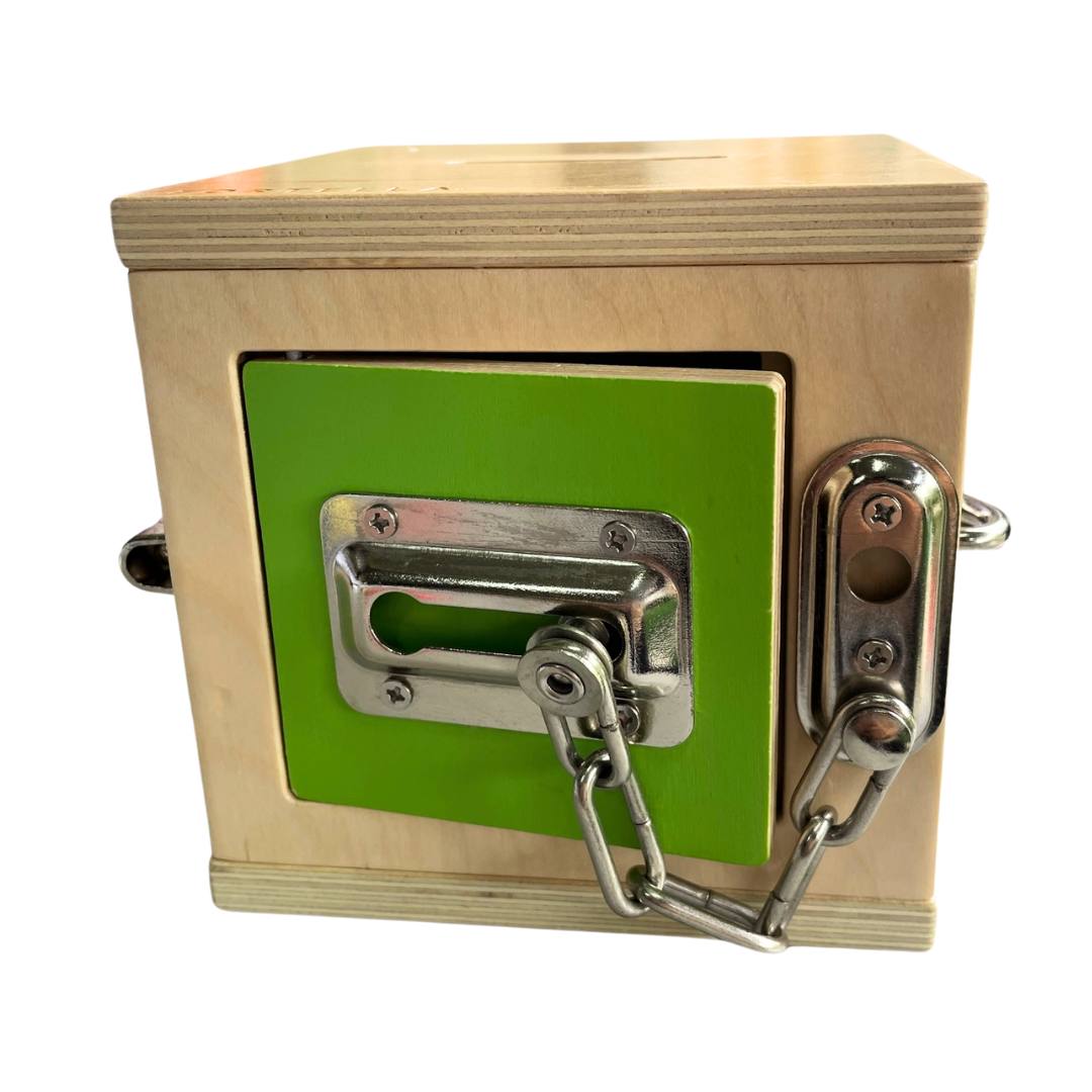 Montessori Mini Latch and Lock Box Stainless Latches Kids Wooden Toy