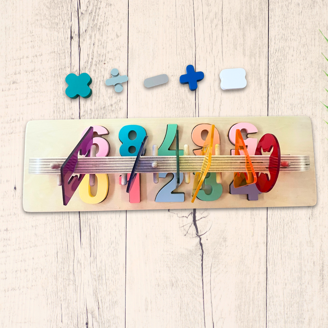 Sensory Supports- Motor Skills Sliding Acrylic Tiles with Wooden Magnetic Numbers