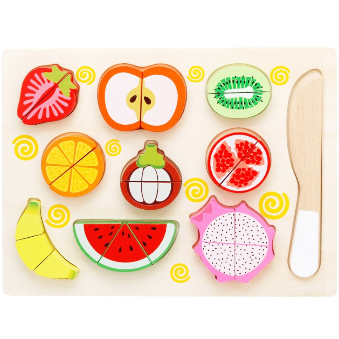 Wooden Fruit Cutting Puzzle Magnetic Fruit Cutting Board