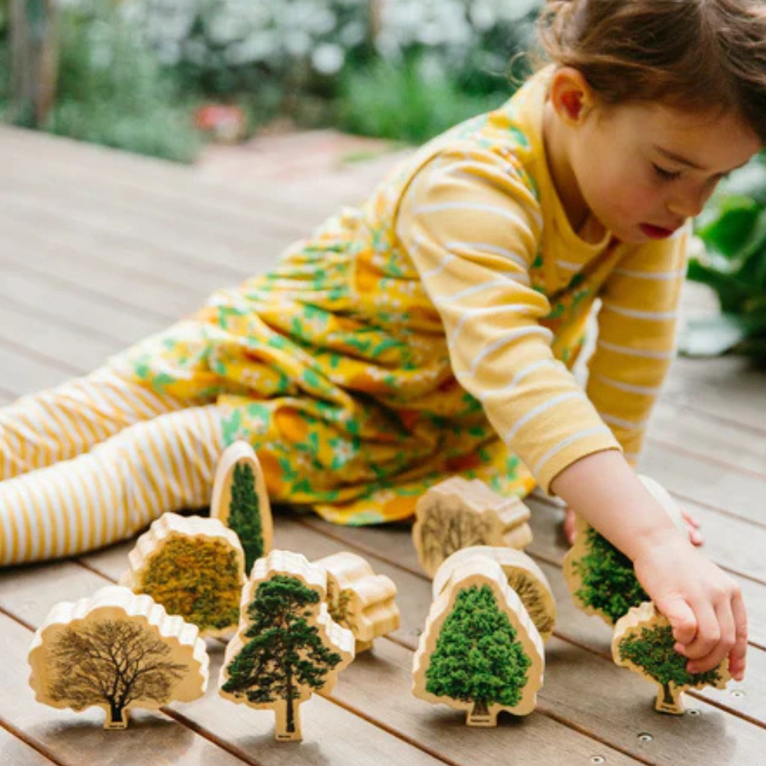 Freckled Frogs 10 Pcs Wooden Tree and Seasons Double-Sided Kids Educational Blocks Set