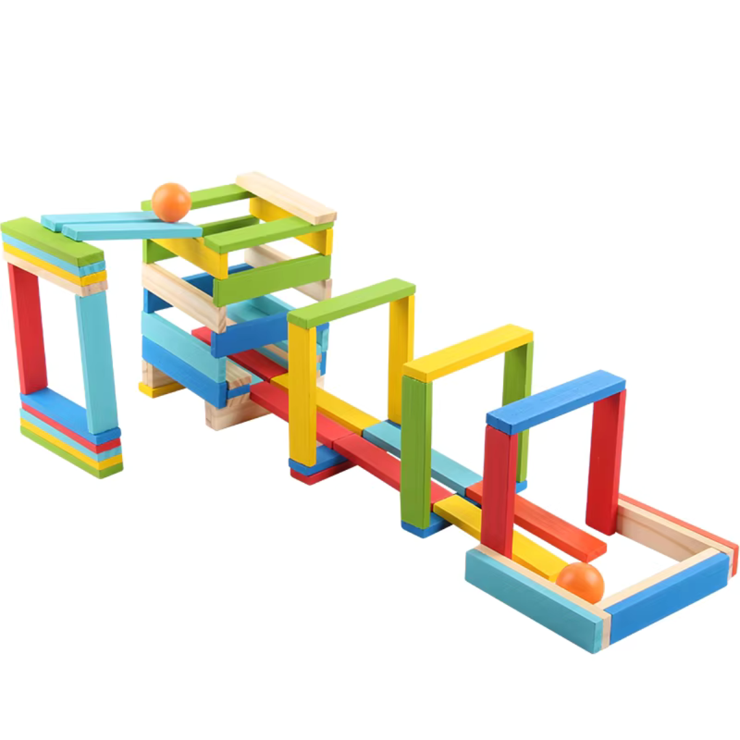 200 Pc Wooden City Building Block Plank Domino