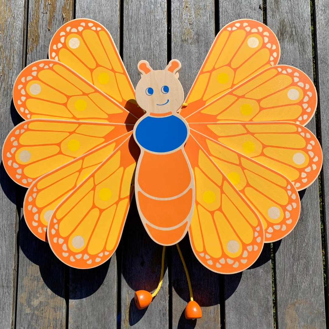 Large Wooden Butterfly Playroom Wall Decor Moveable Wings