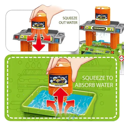 Fidtoy Station de lavage avec voiture en alliage changeant de couleur