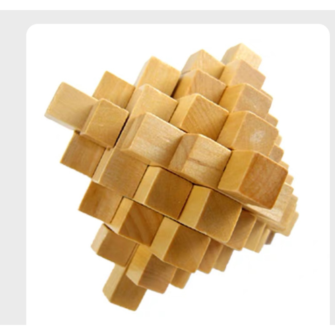 Wooden 3D Cubic Puzzle Block Brain Teaser Kongming Lock