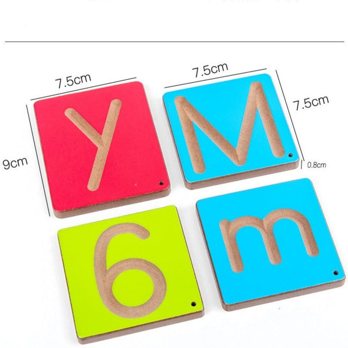 Nathan Wooden Alphabet Tracing Writing Board Pre-writing Letter Toy Upper or Lower Cases ALPHABET OR COUNTING
