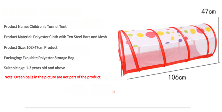 3-in-1 Kids Play Tent With Tunnel and Ball Pit Set - Foldable Indoor/Outdoor