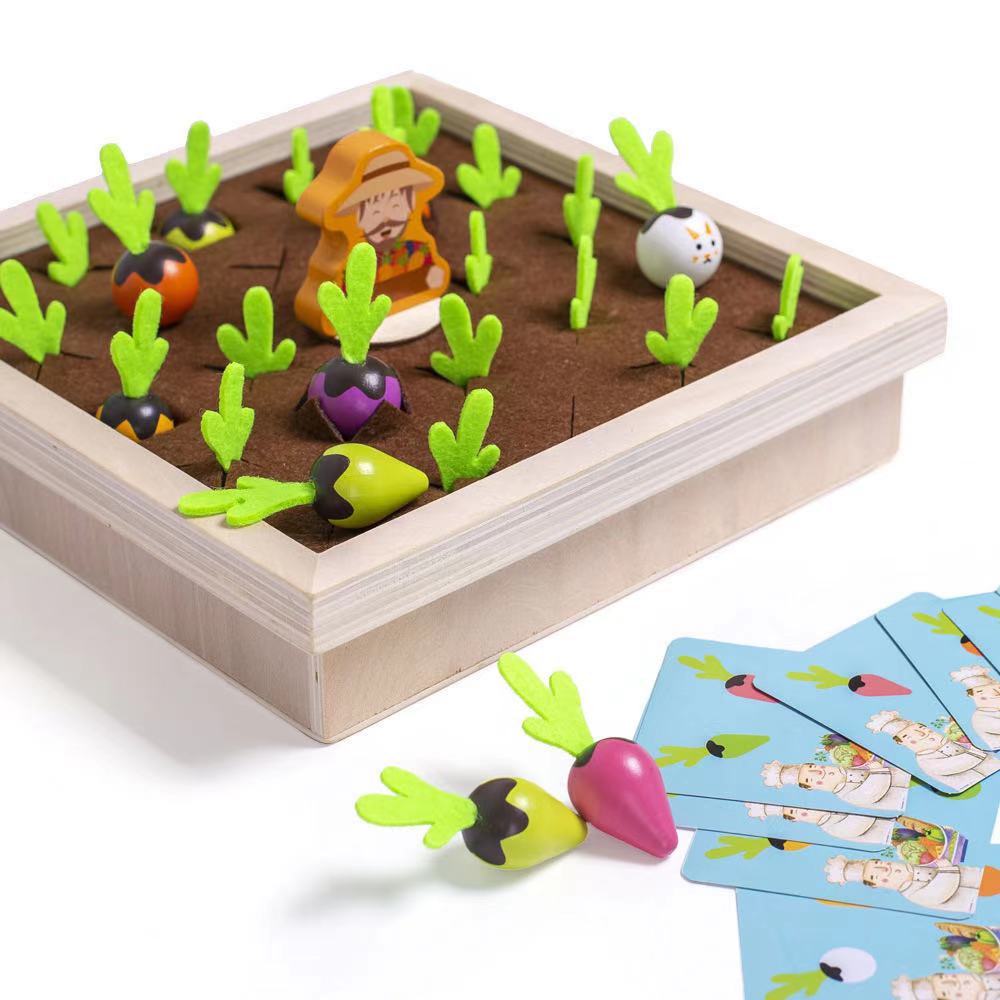 Wooden Vegetables Memory Game Colourful Radish Toy