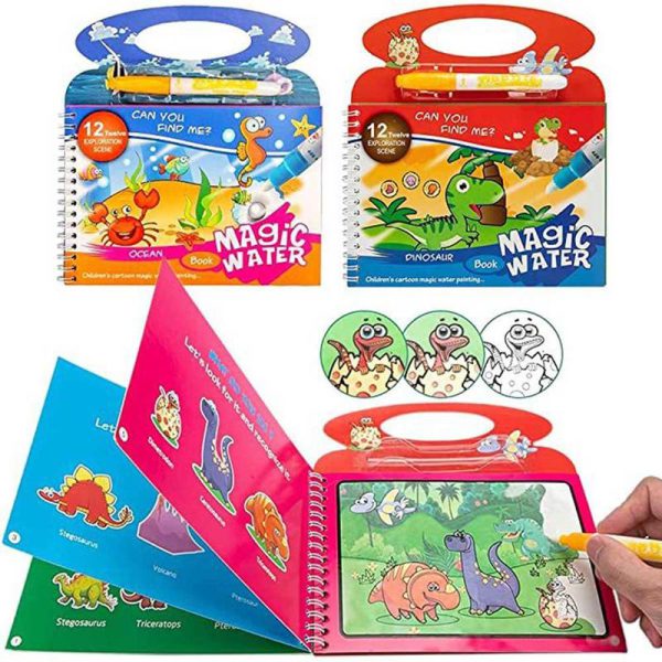 Fidtoy Magic Water Book - Animal Reusable Coloring Activity for Kids 3+