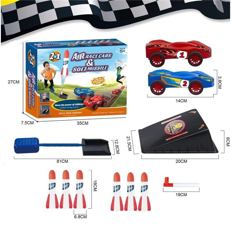 2 in 1 Air Race Cars and Soft Missile Play Set