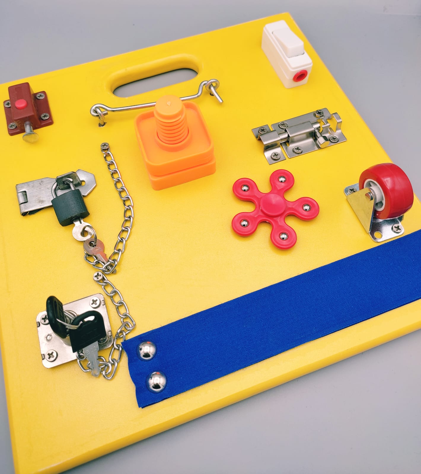 Busy Board - Montessori Activity Learning Wooden board - Yellow