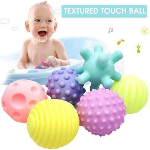 Fidtoy Sensory Soft Balls – 6 Piece Squeeze Bath Toy Set for Babies