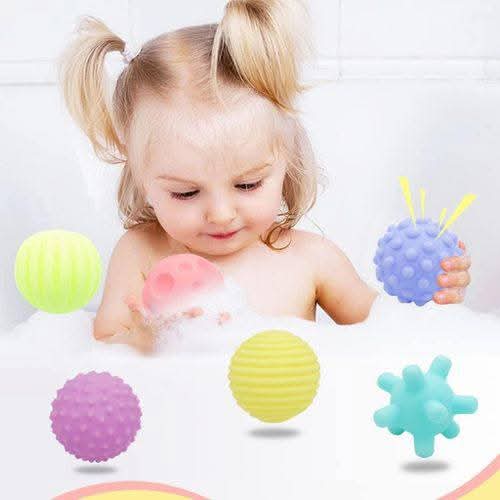 Fidtoy Sensory Soft Balls – 6 Piece Squeeze Bath Toy Set for Babies