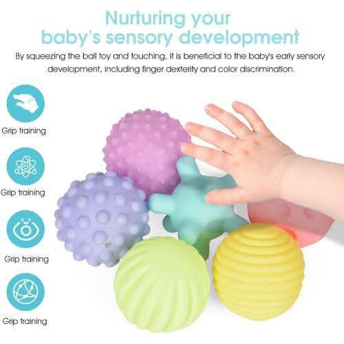 Fidtoy Sensory Soft Balls – 6 Piece Squeeze Bath Toy Set for Babies