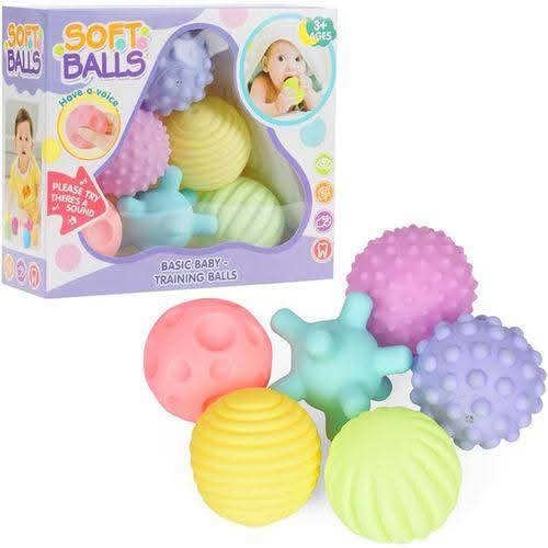 Fidtoy Sensory Soft Balls – 6 Piece Squeeze Bath Toy Set for Babies