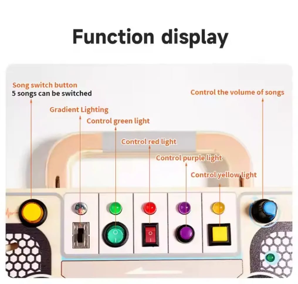 Travel Light-Up Montessori Busy Board (LED Music & Switches)