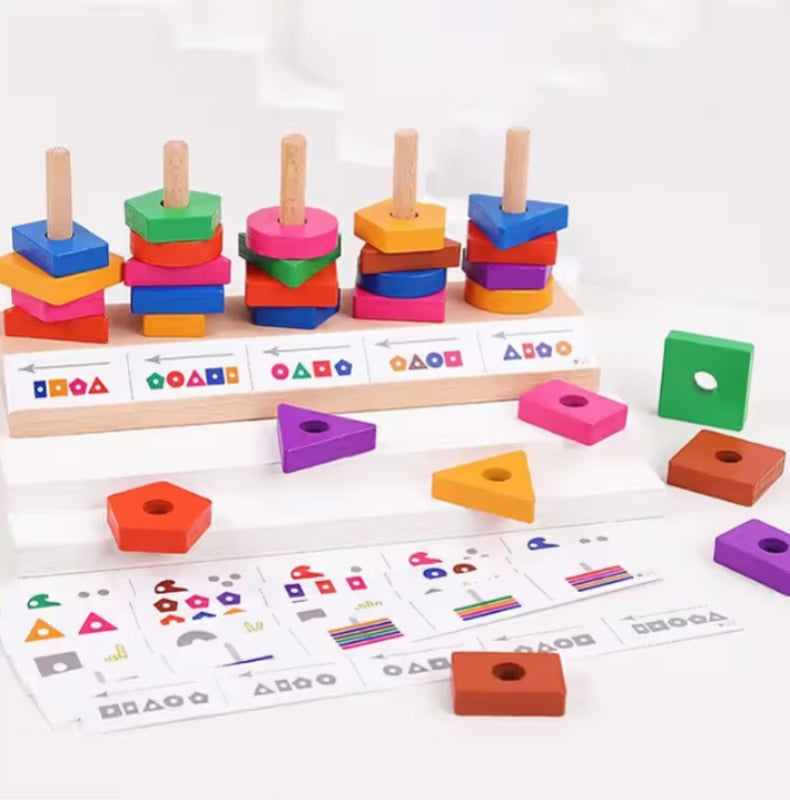 5in1 Color & Shape Block Matching Wooden Puzzle - 049