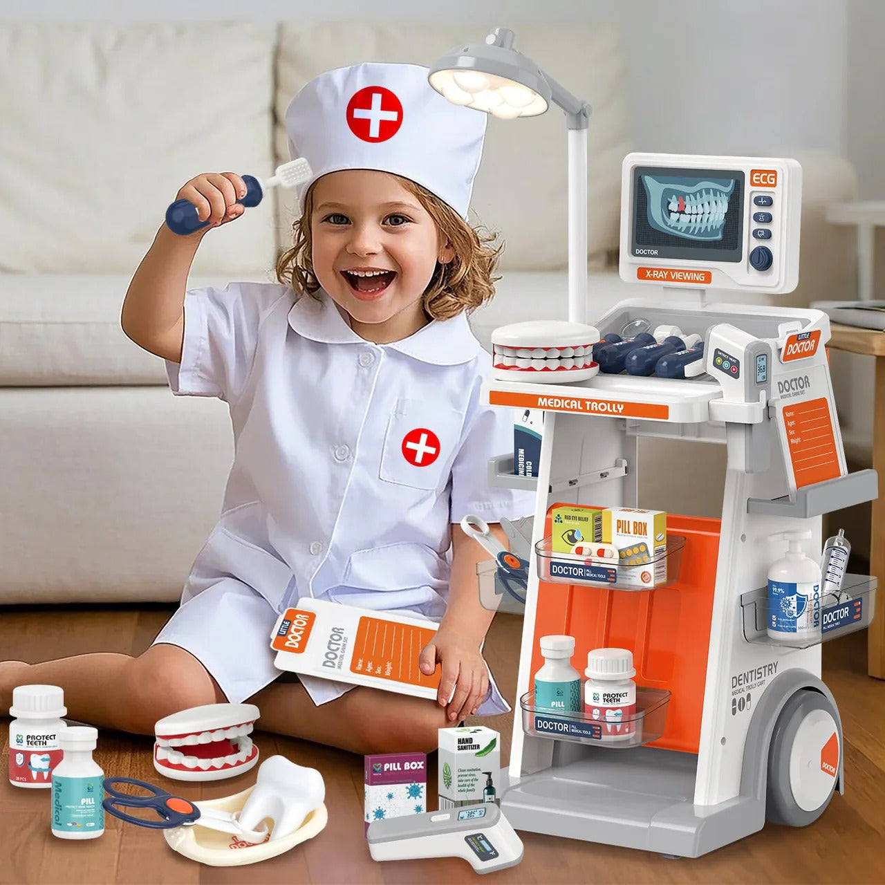 Realistic Medical Trolley Playset for Kids - 091