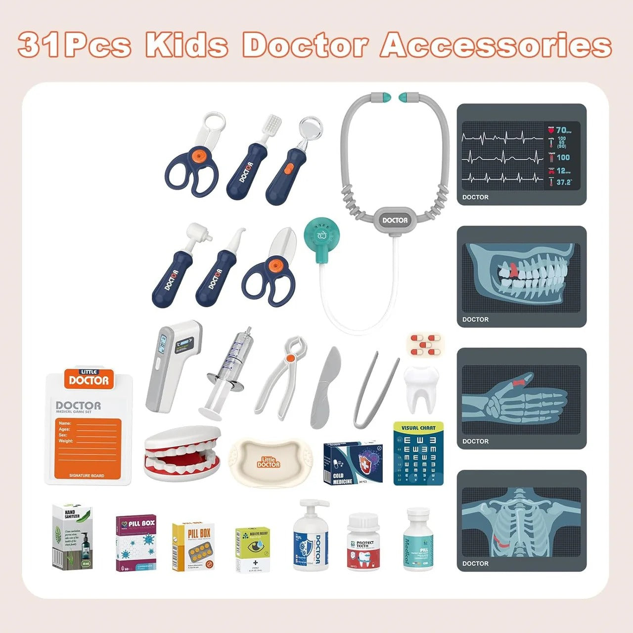 Realistic Medical Trolley Playset for Kids - 091