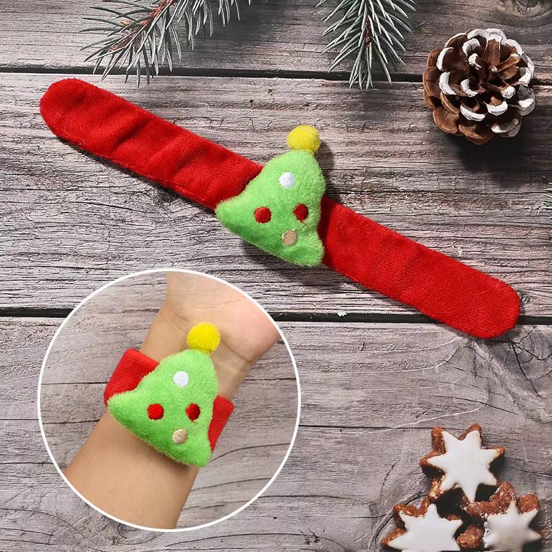 Christmas Plush Slap Bracelet – Random Style (Tree or Reindeer)