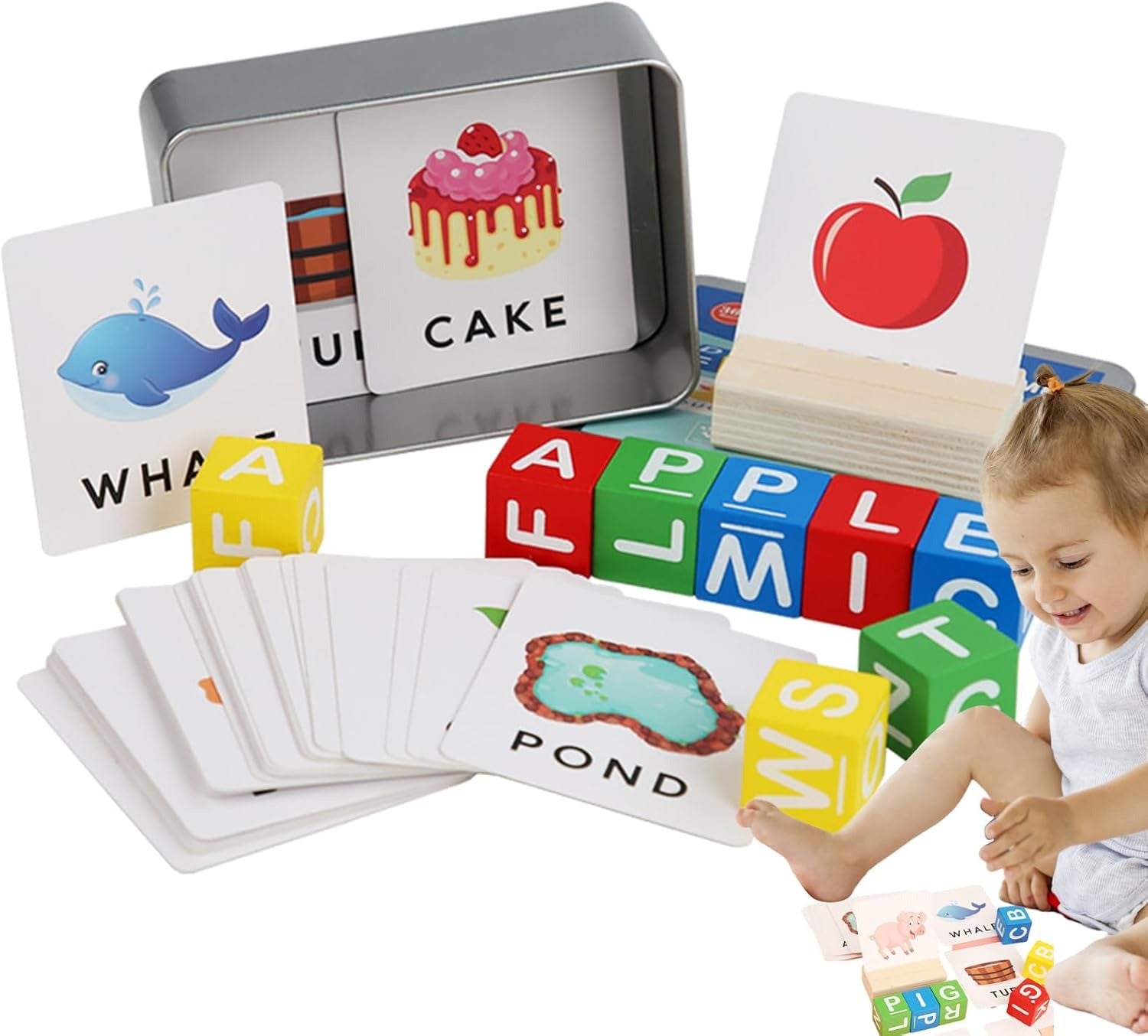 Spell the Word Matching Wooden Cube Blocks - 589