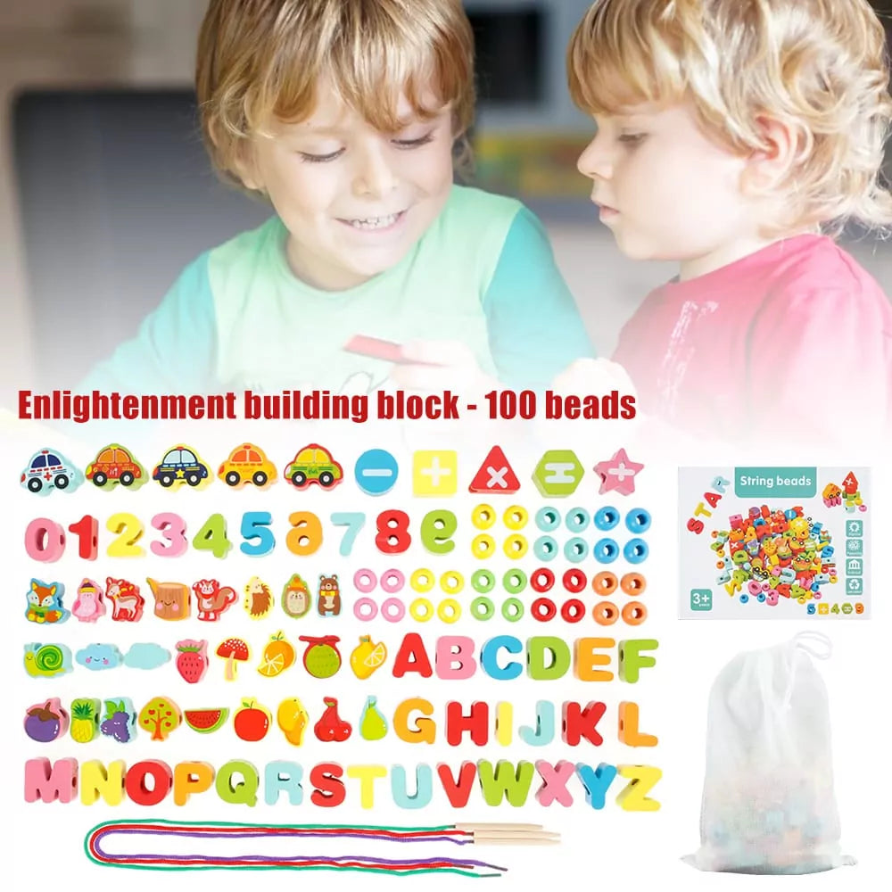 Wooden 3D String Activity Beads
