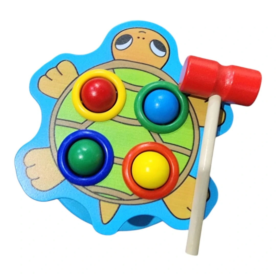Fidtoy Wooden Pounding Animal Hammering Ball Set Montessori Fine Motor Color Recognition Toy for Kids Ages 3+