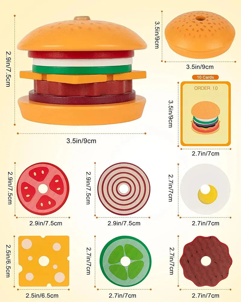 Wooden Burger Stacking - Critical Thinking Game
