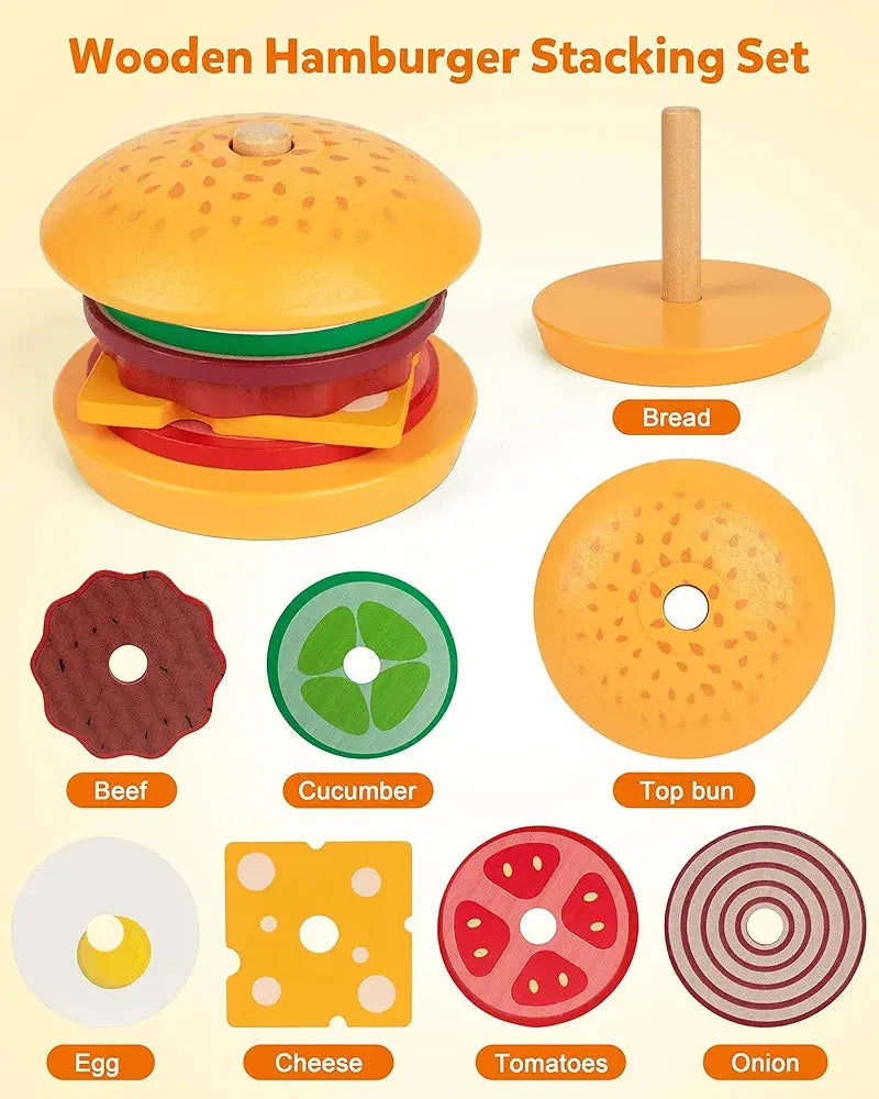 Wooden Burger Stacking - Critical Thinking Game