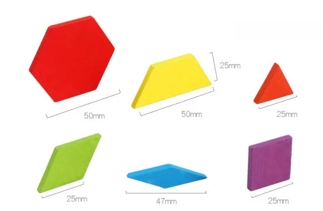 Wooden Colorful Pattern Blocks - 155 pieces