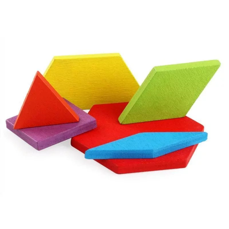 Wooden Colorful Pattern Blocks - 155 pieces