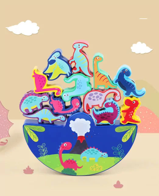 Wooden Dinosaur Balance and Lacing Game - 12 pieces