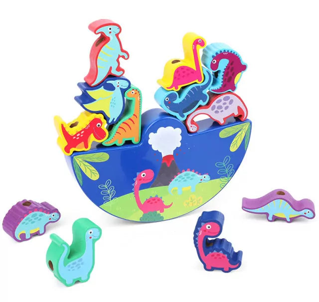 Wooden Dinosaur Balance and Lacing Game - 12 pieces