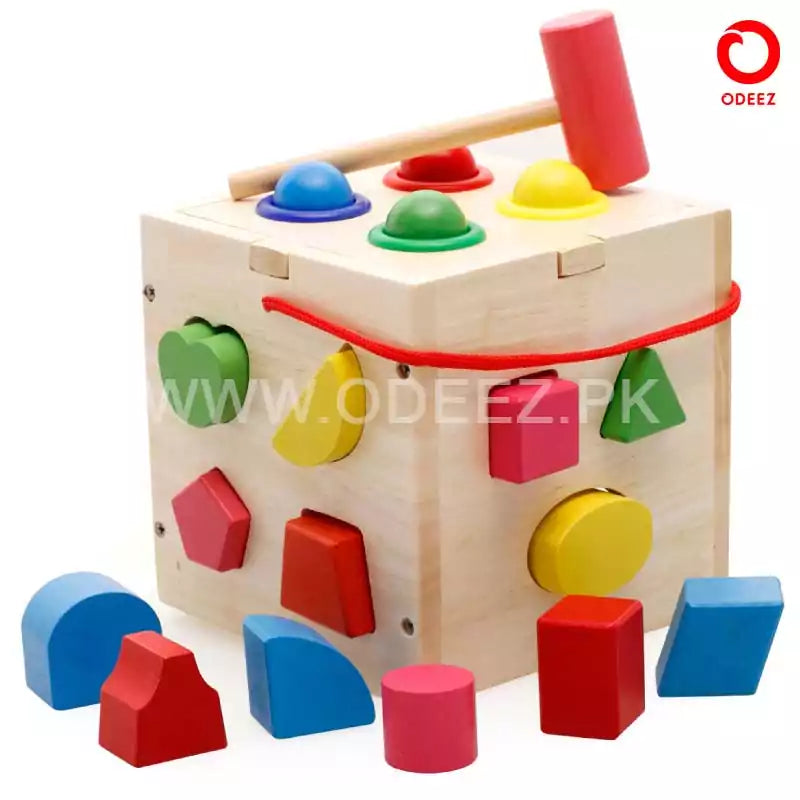 Wooden Hammering and Shape Sorting Box