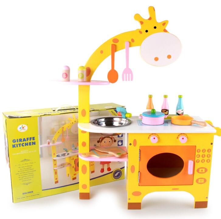 Ensemble de cuisine en bois Girafe Fidtoy pour les enfants jeu d'imitation