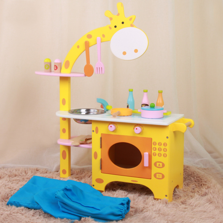 Ensemble de cuisine en bois Girafe Fidtoy pour les enfants jeu d'imitation