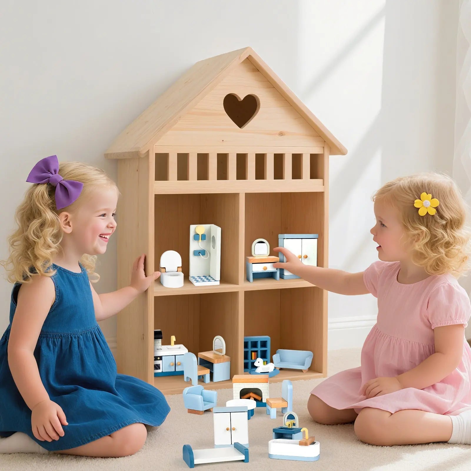 Juego de Muebles de Madera para Casa de Muñecas - 36 Piezas