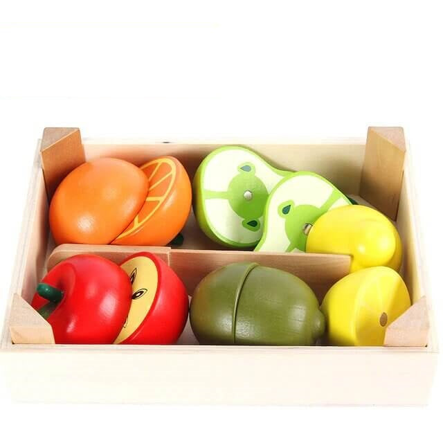 Fidtoy Juego de comida de madera de juguete de cocina para jugar a las casitas 18M+